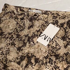 Zara Snakeskin Pattern Cotton summer Trousers. Top sold separately.